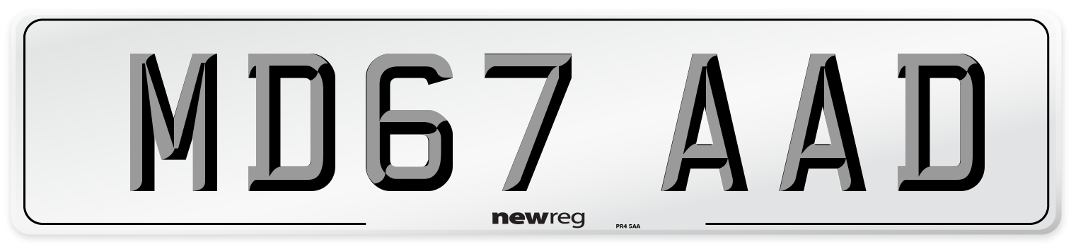 MD67 AAD Number Plate from New Reg